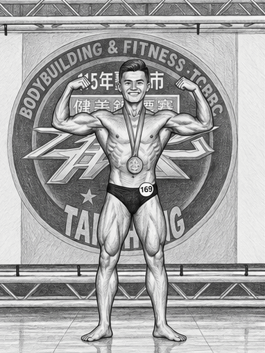 人物輪流擺出七種健美姿勢